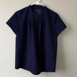 FIGS Women's Maternity Chira Somotillo Pleated Top Navy Size XS